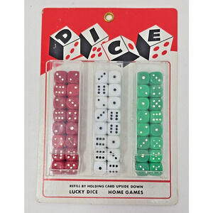 Dice Lucky-Dice-Home Games Display Card- 24 Pairs of Assorted Dice NOS U129